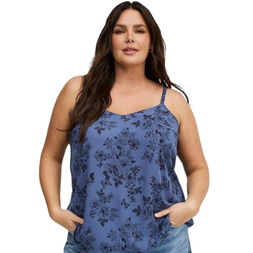 Torrid Sophie Georgette Swing Cami Blue Floral Butterfly Print Plus Size 4 NWT